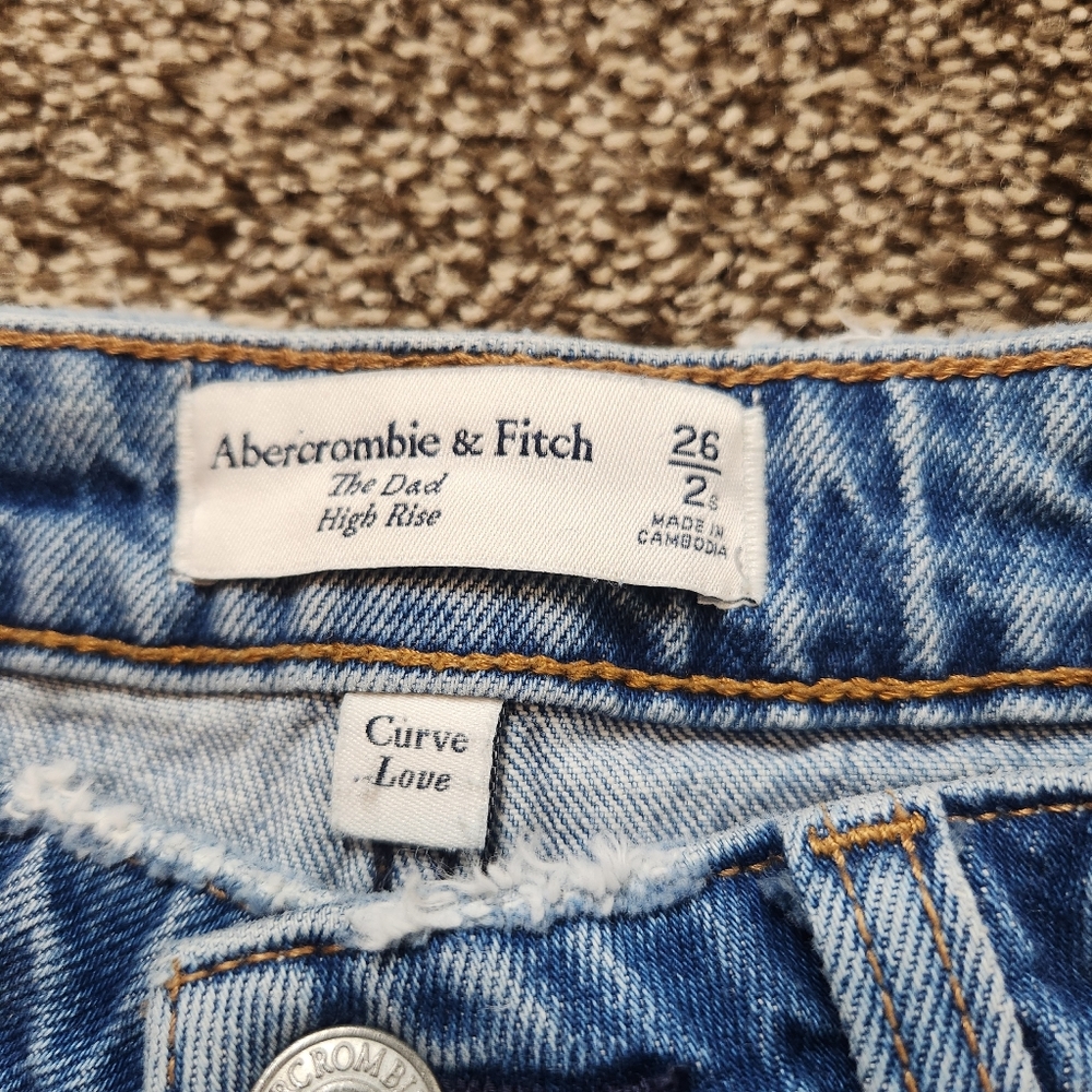 Abercrombie & Fitch Curve Love The Dad High Rise Distressed Jean Size 26/2S - Picture 4 of 7